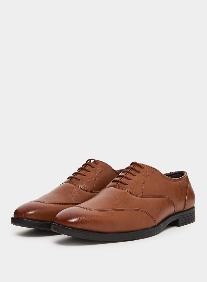 Styli Men Brown Leather Oxford Shoes - Image 2